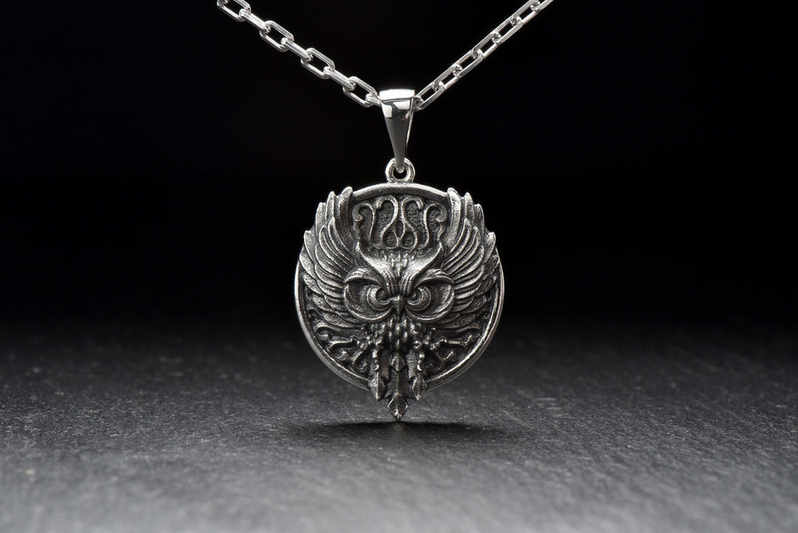 Oxidized Sterling Silver Owl Pendant: Gothic Bird Jewelry (etsy image id: 4730097254)