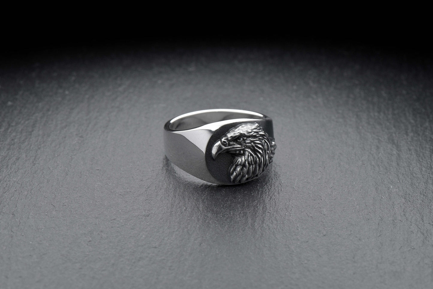 Crafted with an eagle's courage & strength, the Eagle Signet Ring is ideal for the fearless! Handcrafted in sterling silver and features a unique, engraved eagle design on a minimalistic signet setting. (etsy image id: 4065101346)