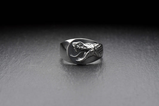 Signet ring	Animal ring	Snake signet ring	Silver snake ring	snake jewelry	reptile jewelry (etsy image id: 4099413107)