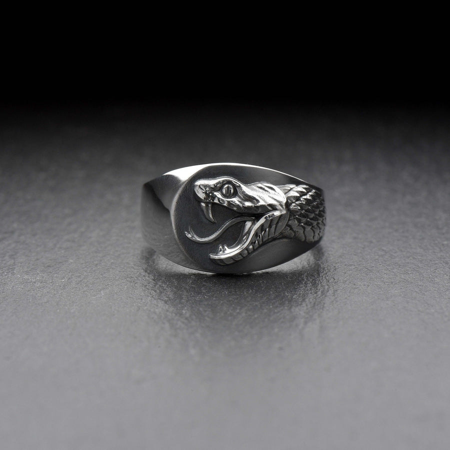 Signet ring	Animal ring	Snake signet ring	Silver snake ring	snake jewelry	reptile jewelry (etsy image id: 4099413107)