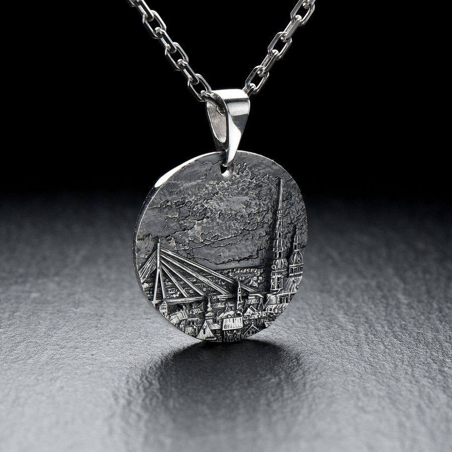 man pendant	women pendant	silver bridge	riga bridge	latvia souvenir	latvia necklace	riga souvenir	riga pendant	riga silver	travel riga	latvia memory	silver pendant	traveler gift (etsy image id: 4152861556)