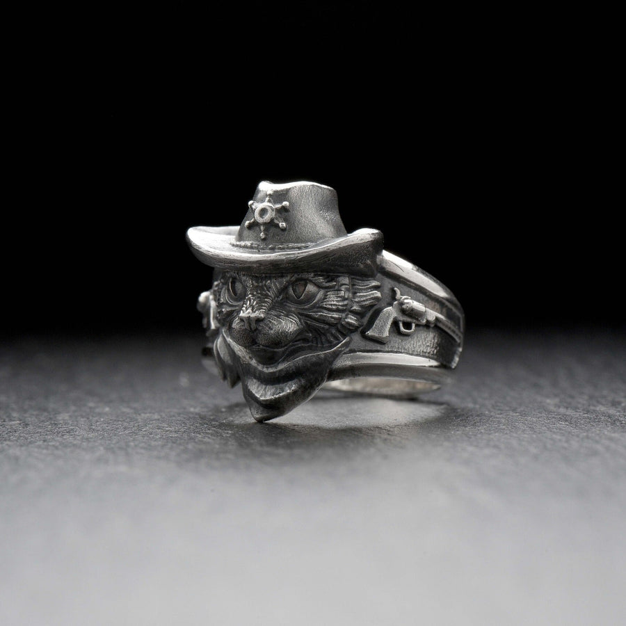 cat ring	cat jewelry	silver cat ring	cat rings	sheriff suit	sheriff gift	sheriff cat	sheriff jewelry	police jewelry	texas jewelry	western jewelry	western ring	sheriff (etsy image id: 4163078045)