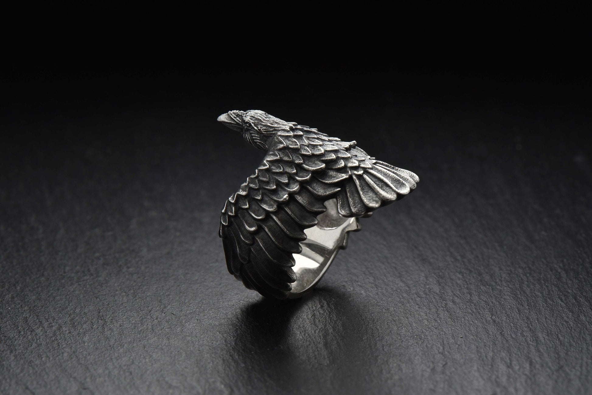 ring	raven jewelry	sterling silver	raven ring	silver raven ring	crow ring (etsy image id: 4169819363)