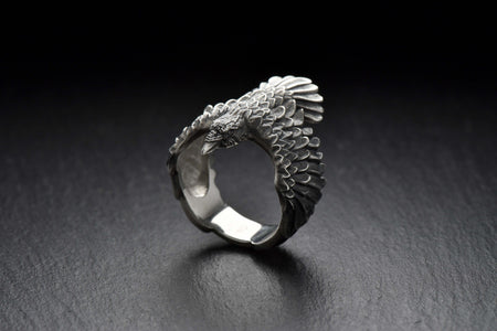Crow silver ring	raven silver ring	crow jewelry	raven	crown	gothic	ring	bird (etsy image id: 4169867293)