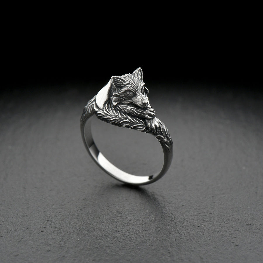 alexfox	alexfoxjewelry	fox ring	silver fox ring	fuchs ring	fox jewelry	mens fox (etsy image id: 4170126787)