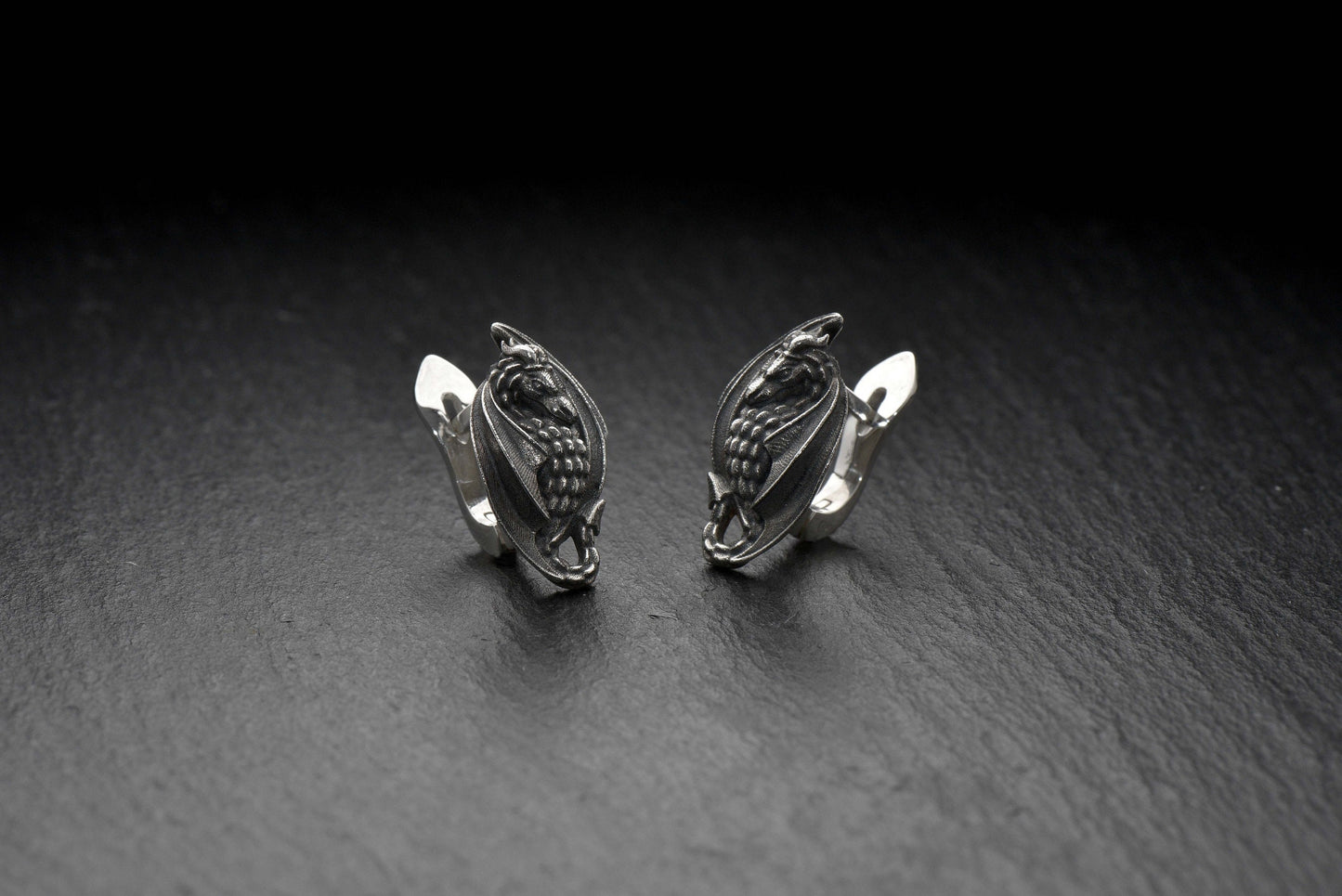Feel the mystical power of the silver dragons with these unique earrings! The eye-catching design houses ancient dragon energy within its stylish yet timeless look. (etsy image id: 4193110283)