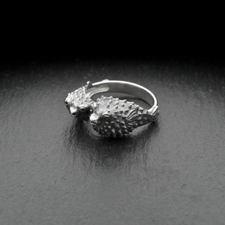 bague pieuvre	Fugu art	Fugu ring	Fish ring	Fugu jewelry	Women gift	Fugu lover gift	Silver (etsy image id: 4195045000)