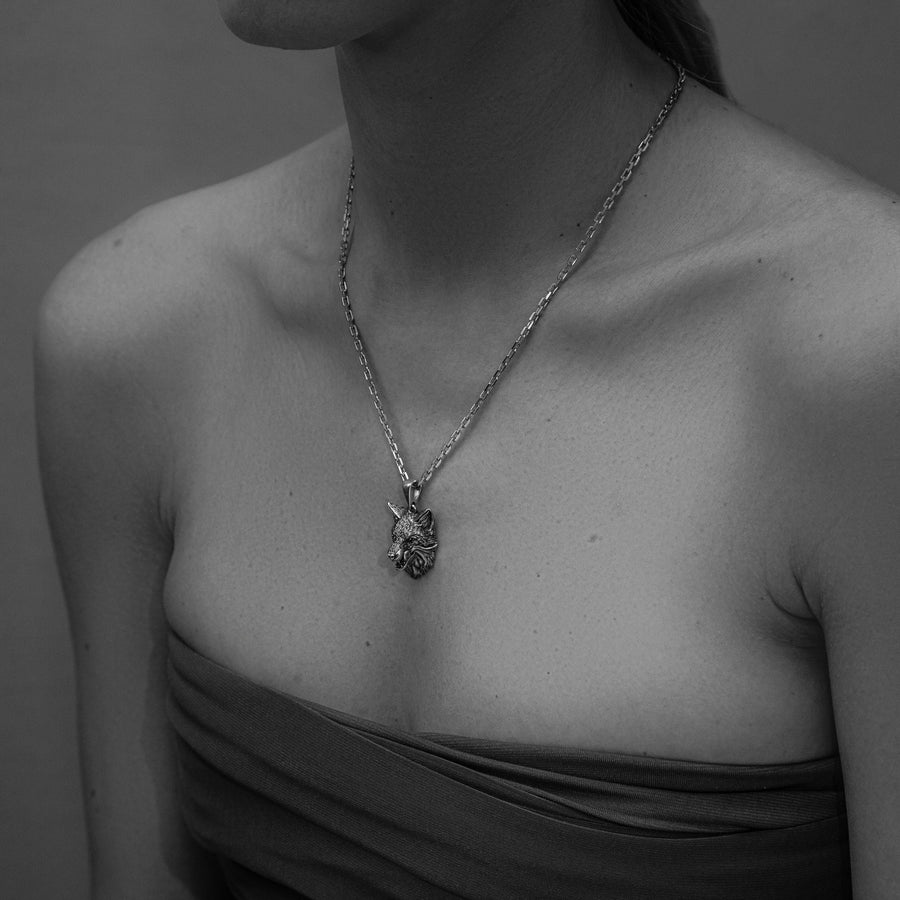 Sterling Silver Licking Fox Pendant, Handmade Fierce Fox Necklace, Wild Fox Head Necklace, Fox Lovers Gift, Forest Spirit Amulet