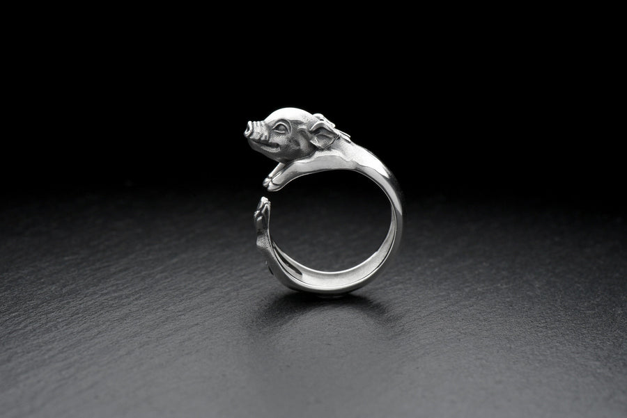 Sterling Silver Mini Pig Ring: Handmade Animal Lover Jewelry (etsy image id: 5634667443)
