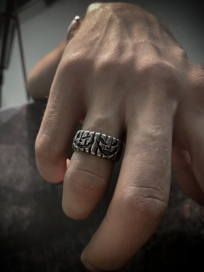 Sterling Silver Pumpkin Ring: Oxidized Halloween Jewelry (etsy image id: 7029581161)