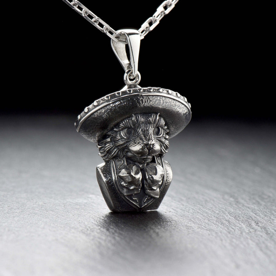 silver pendant	animal jewelry	cat silver	cat pendant	cat necklace	silver necklace	musician gift	musician cat	maestro	music cat	virtuoso cat	chat musicien	Katzenmusiker (etsy image id: 4359897255)
