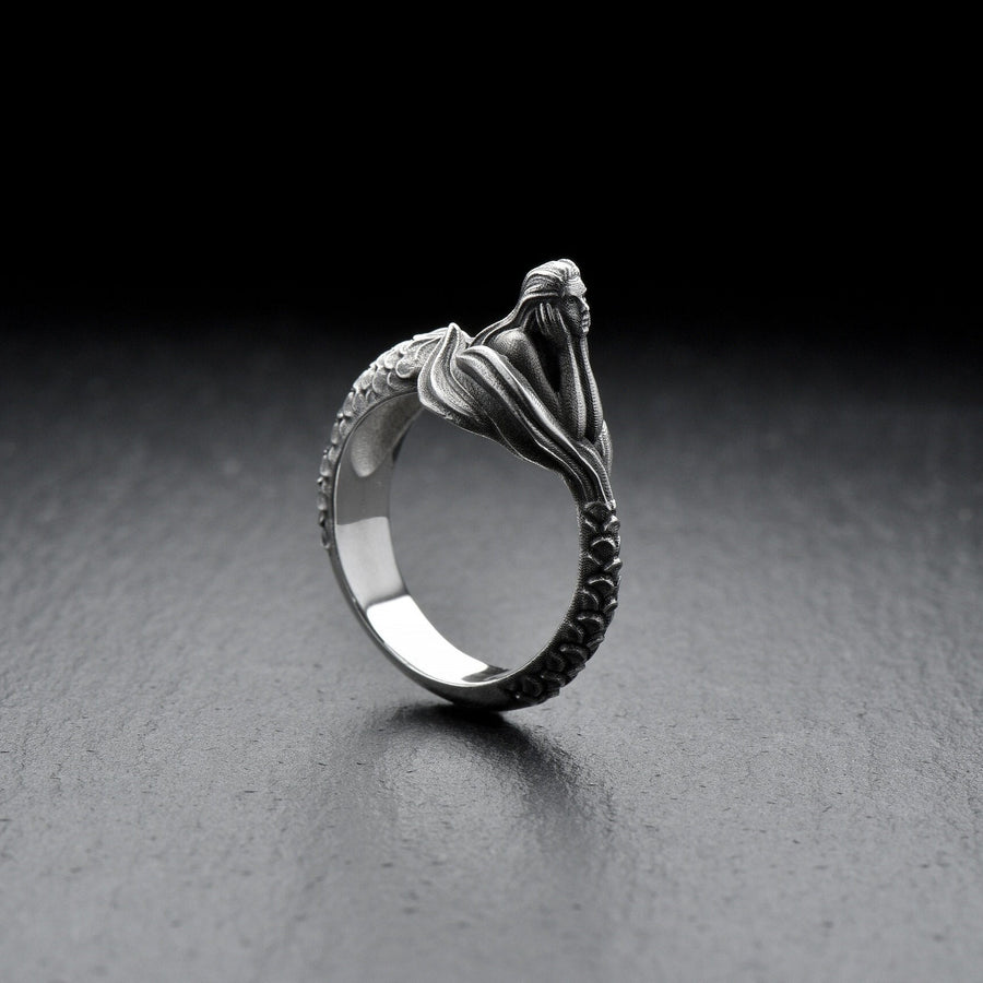 mermaid ring	sea lover gift	sea creature	mythology jewelry	siren ring	siren silver	mermaid jewelry	antique silver ring	pearl jewelrly	sea siren ring	mythology ring	sea creature ring	ancient myth ring (etsy image id: 4370454681)