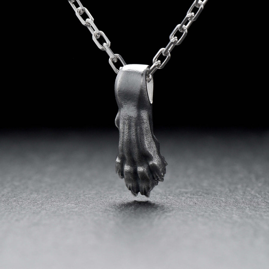 silver pendant	animal jewelry	silver necklace	hunter pendant	silver paw (etsy image id: 4370613433)