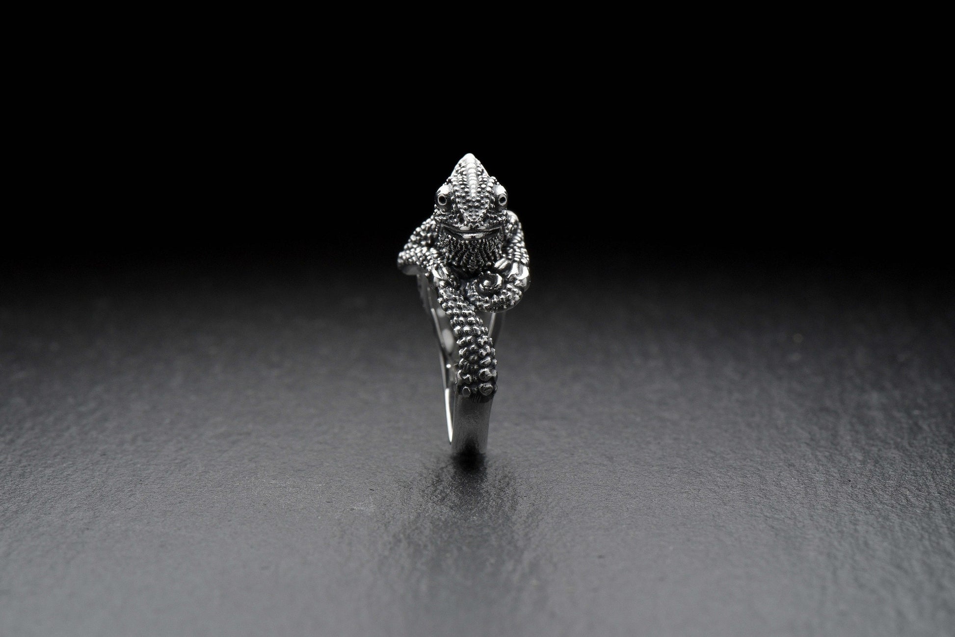 The silver from which the ring is made gives it a special nobility and elegance. The Chameleon ring will be the perfect addition to any outfit and a gift for any woman who likes to stand out from the crowd. (etsy image id: 4370680231)