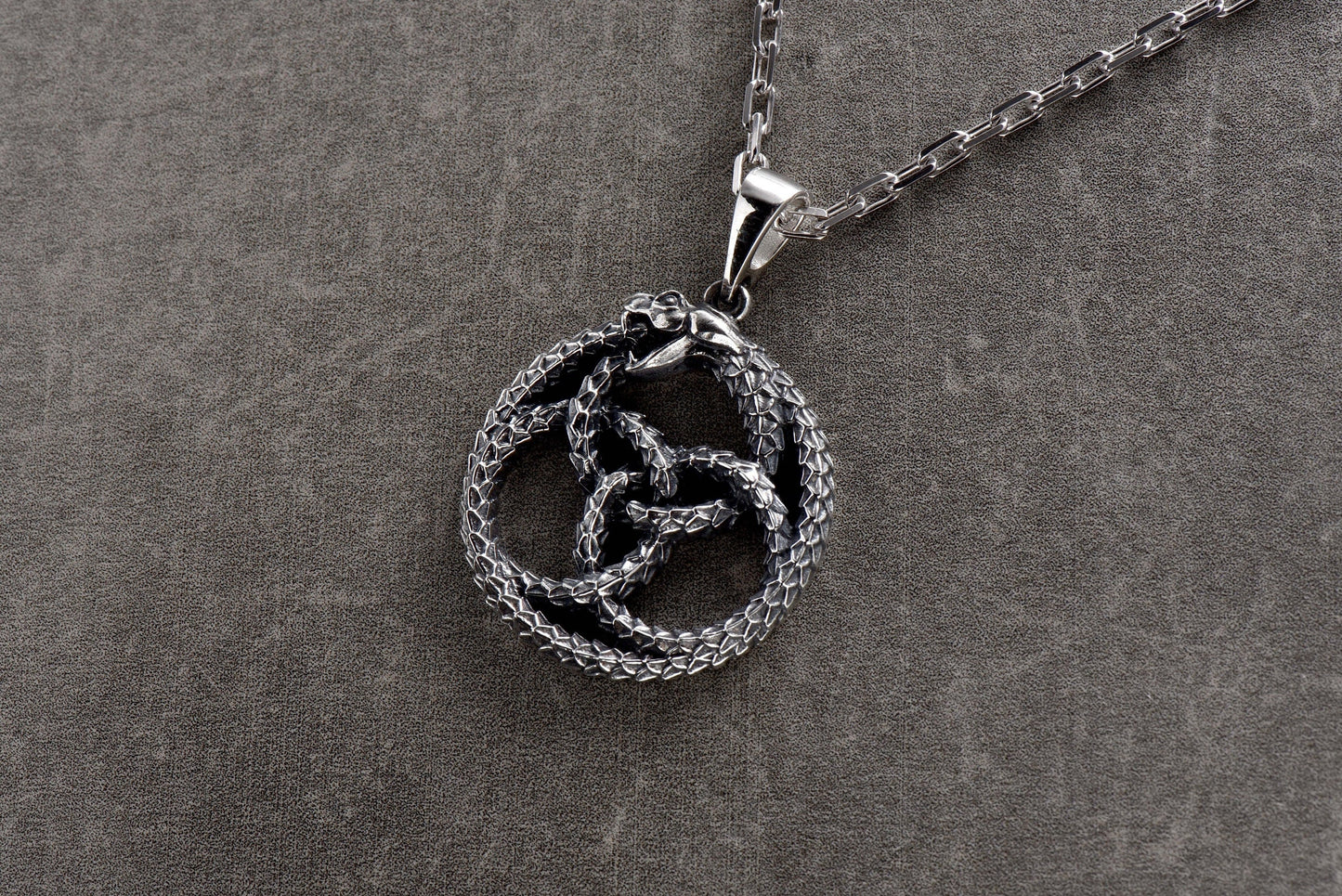 game of thrones	dragon necklace	ancient dragon	ouroboros	ouroboros pendant	silver ouroboros __etsy:4413138903