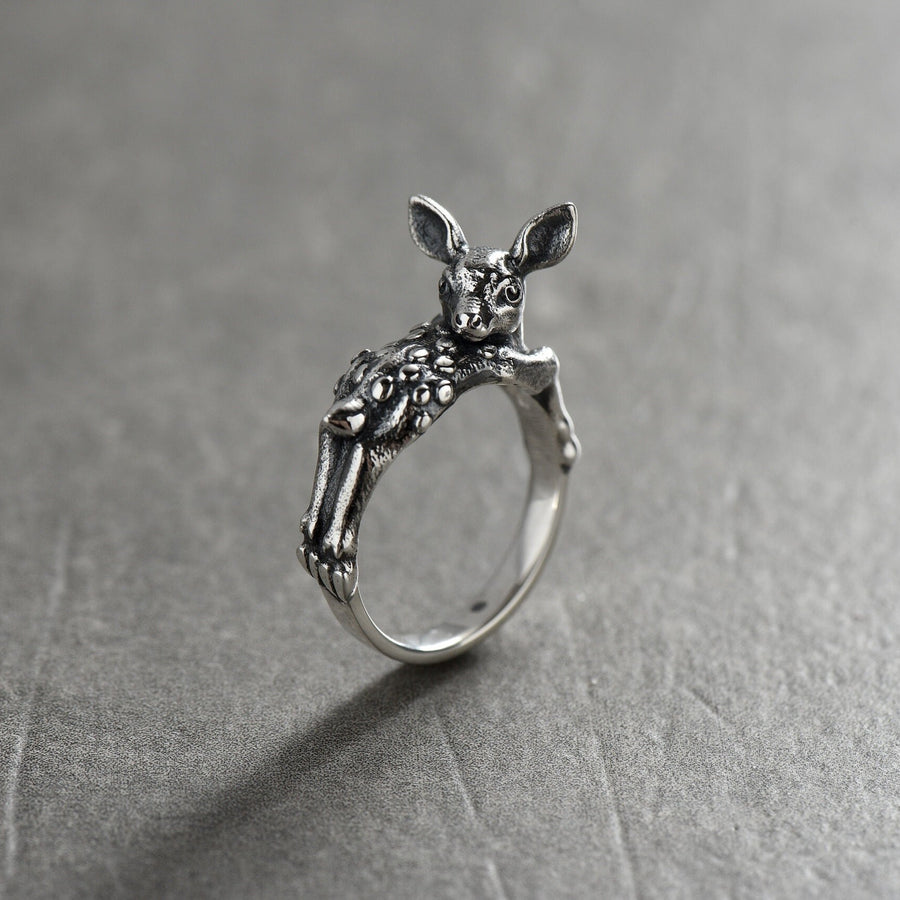 animal jewelry	silver ring	totem ring	safari	forest	deer	baby deer	love gift	baby gift	gift for her	deer ring	cerf	Hirsch (etsy image id: 4421935883)