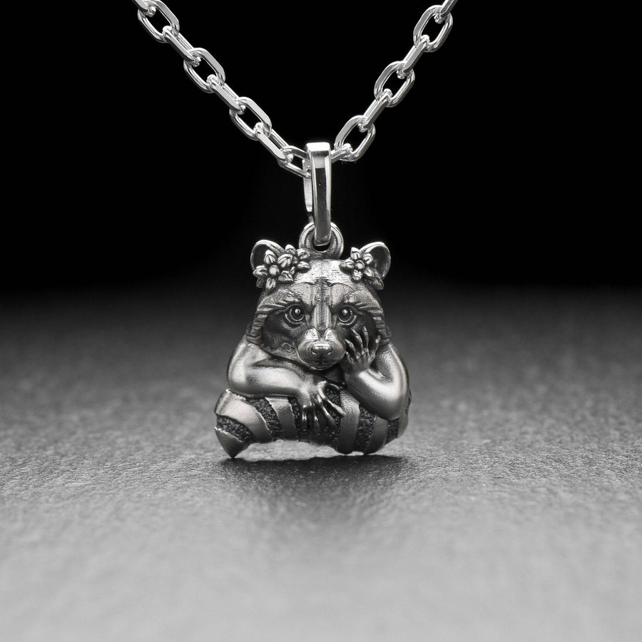 coon pendant	raccoon lover gift	raccoon necklace	cute gift	Procyon	silver pendant	raccoon	bff gifts	animal jewelry	family jewelry	gift for her	raccoon jewelry	raccoon charm (etsy image id: 4534779856)