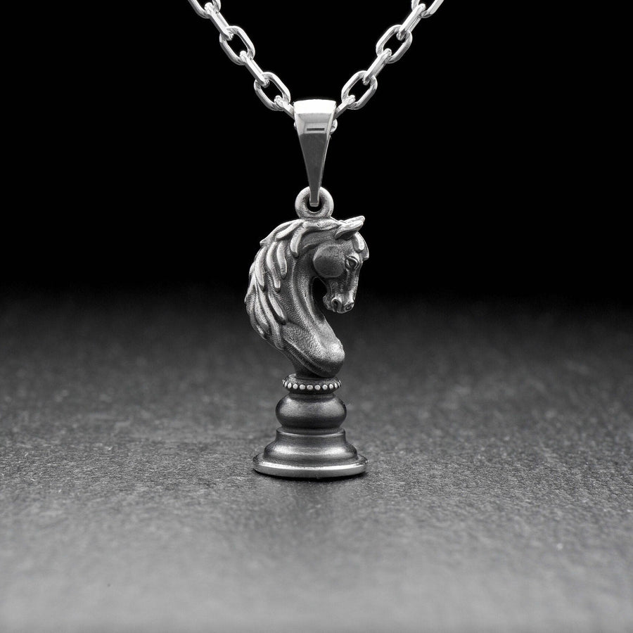 Silver pendant	silver jewelry	Chess piece Horse	Chess Pendant	Chess jewelry	Chess piece (etsy image id: 4596378398)