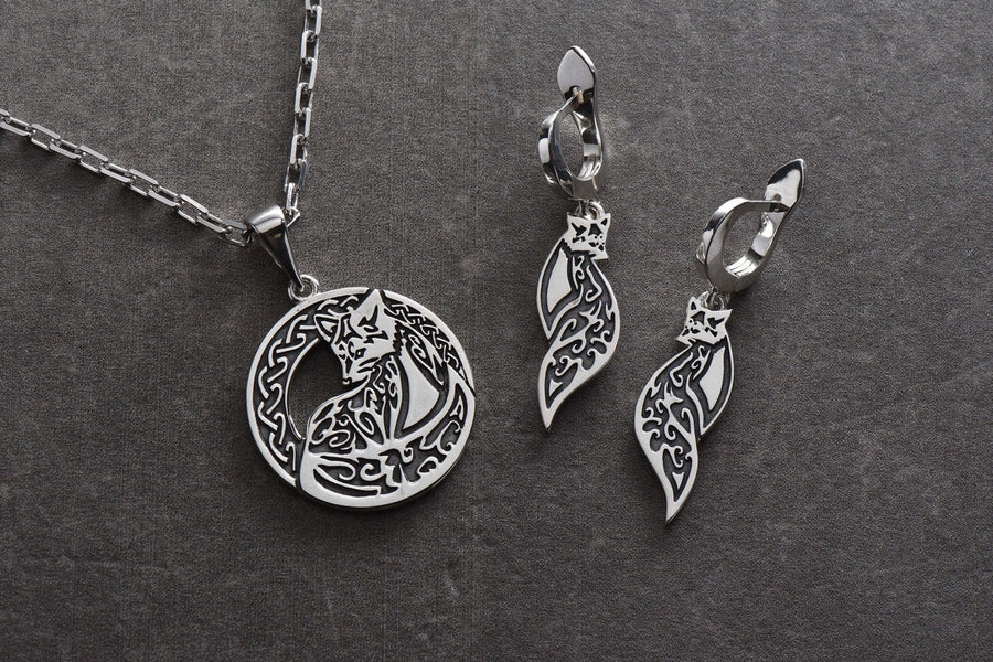 Sterling Silver Celtic Fox Earrings: Animal Lover Jewelry (etsy image id: 5567351989)