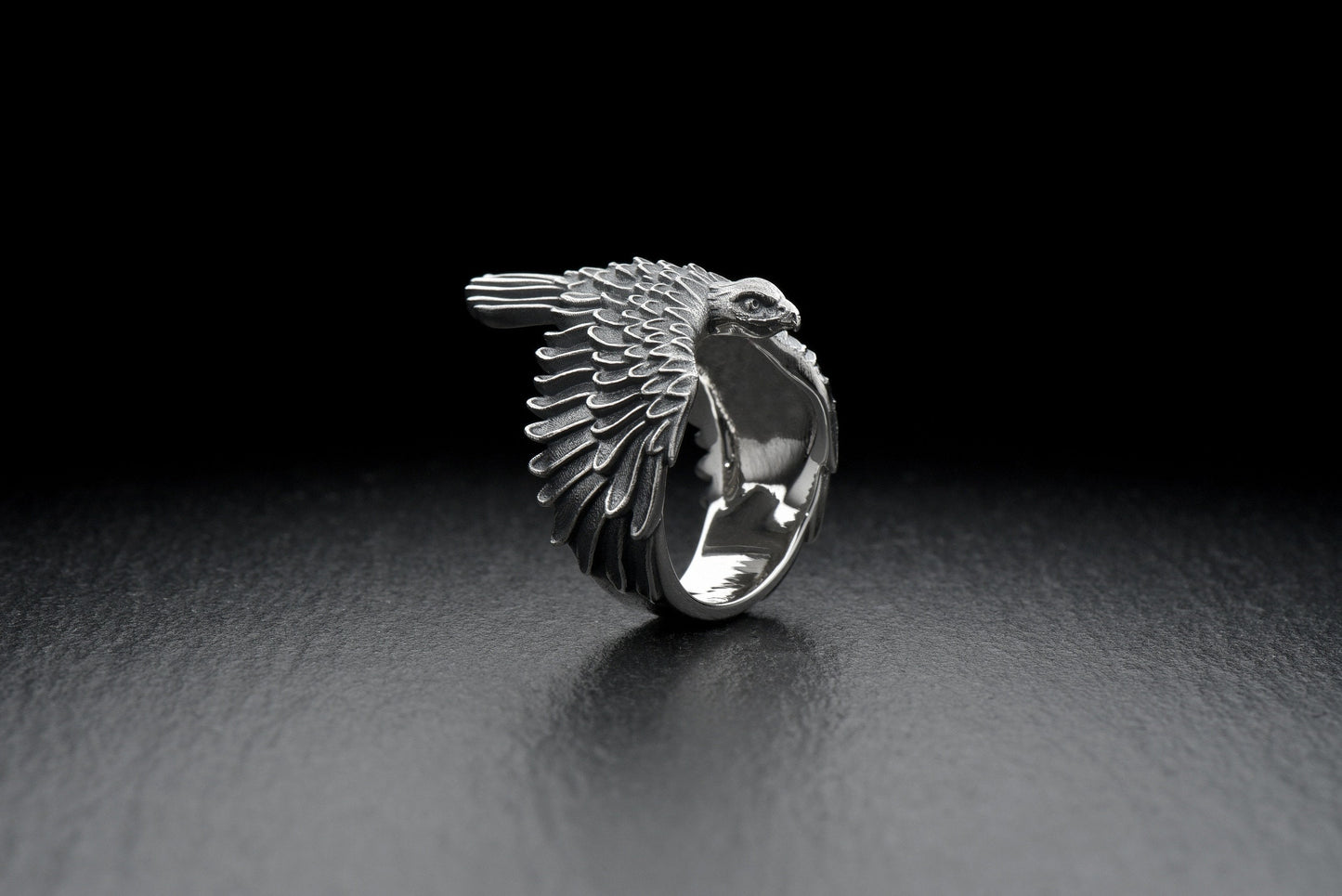 Be on trend and add a stylish Falcon silver ring to your jewelry collection. It will go with any outfit and will be a great gift for your family and friends.

Show everyone your strength and determination with the Falcon ring. Order now! (etsy image id: 4619908547)