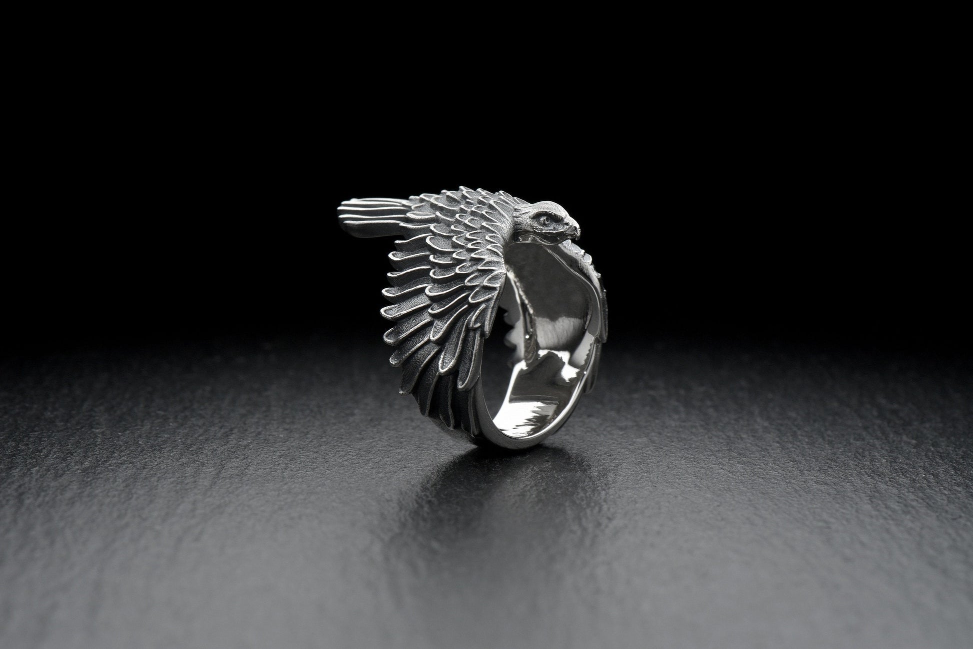 Be on trend and add a stylish Falcon silver ring to your jewelry collection. It will go with any outfit and will be a great gift for your family and friends.

Show everyone your strength and determination with the Falcon ring. Order now! (etsy image id: 4619908547)