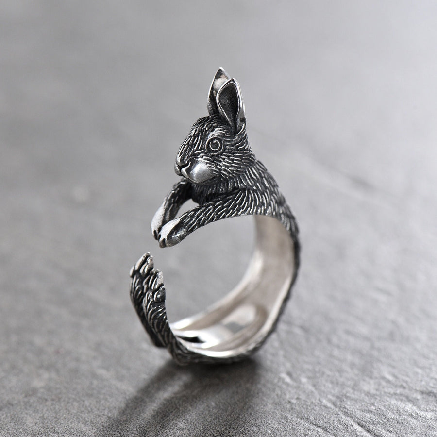 gift	handmade	memorial gift	birthday gift	Ring Hare	Animal Ring	Hare jewelry	Sterling silver	Hare	hare lovers