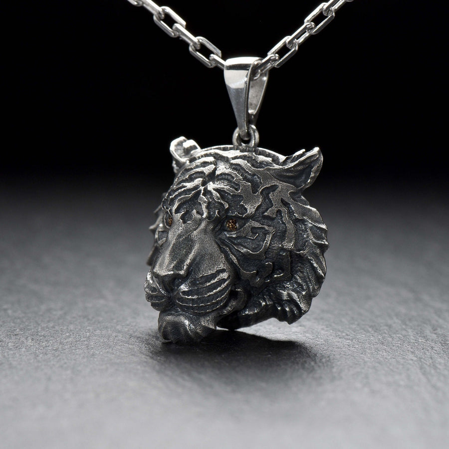 The tiger is a symbol of strength, energy and fearlessness, and this pendant will be a great gift for anyone who loves bright and memorable jewelry.

Tiger head pendant	Tiger necklace	Tiger lover	tiger gift	tiger lover necklace tiger	silver tiger