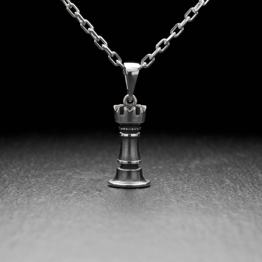 Silver pendant	Chess Pendant	Chess jewelry	Chess piece	Chess lovers	Chess	pendant chess piece	chess piece jewelry	Chess piece necklace	necklace chess	chess figure	Rook	chess Rook (etsy image id: 4700825391)