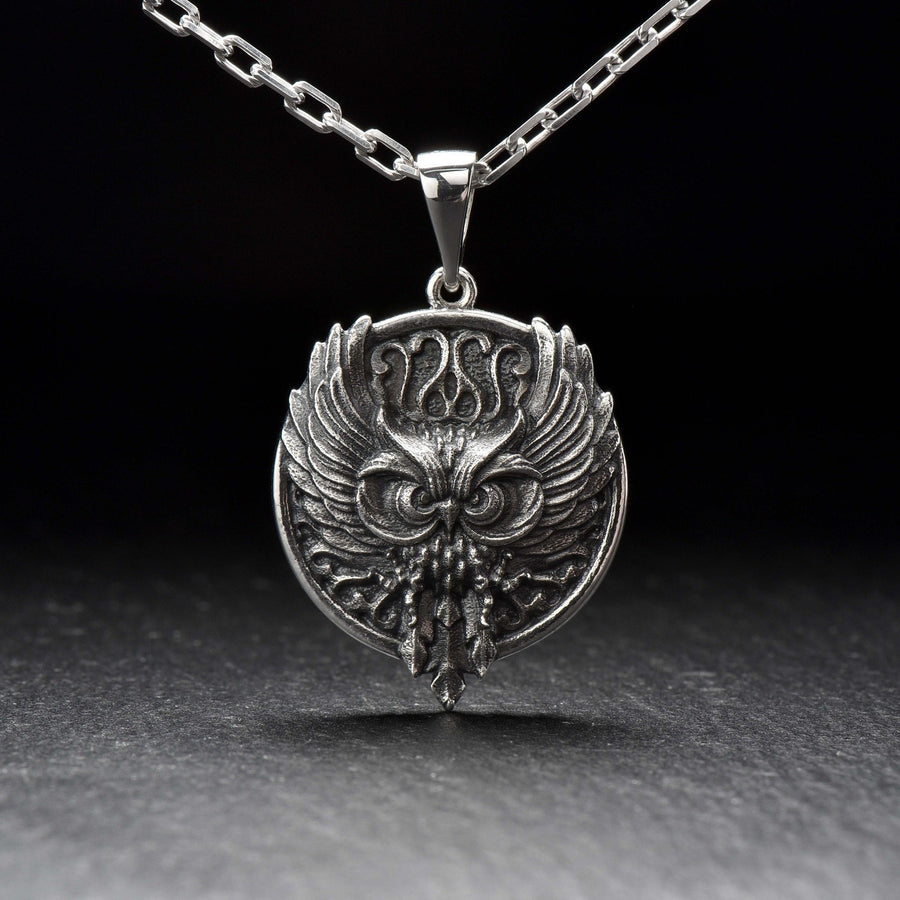 Oxidized Sterling Silver Owl Pendant: Gothic Bird Jewelry (etsy image id: 4730097254)