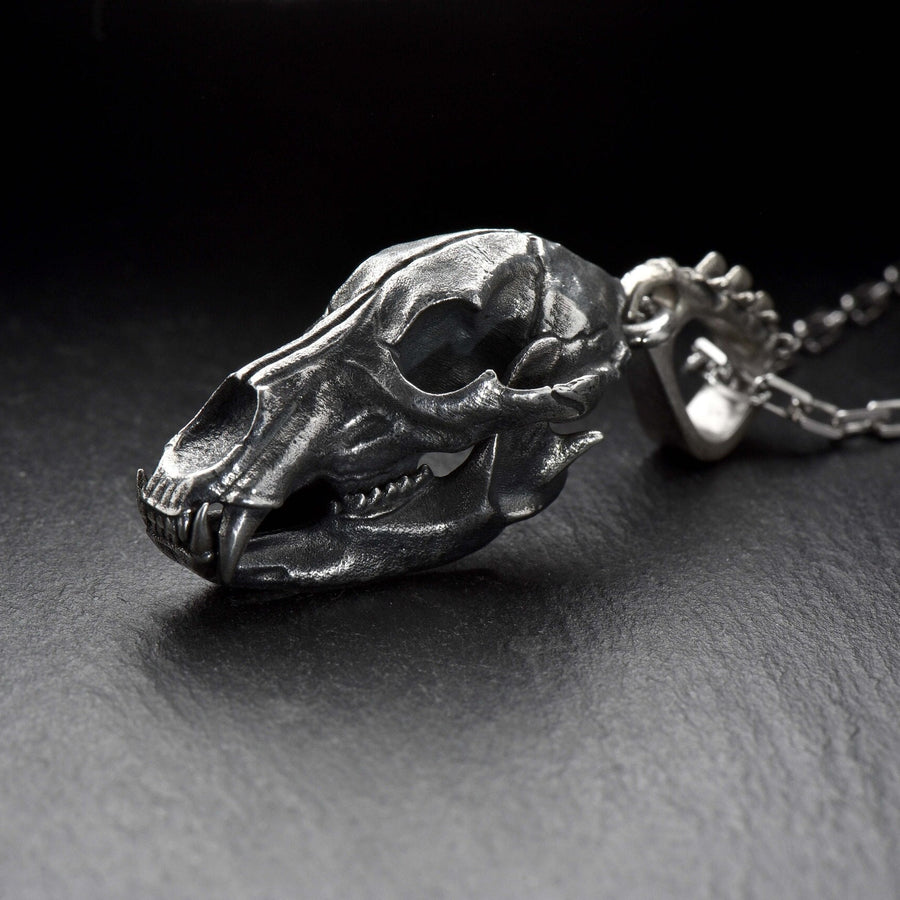 Sterling Silver Bear Skull Pendant: Gothic Hunter Necklace (etsy image id: 4733385328)