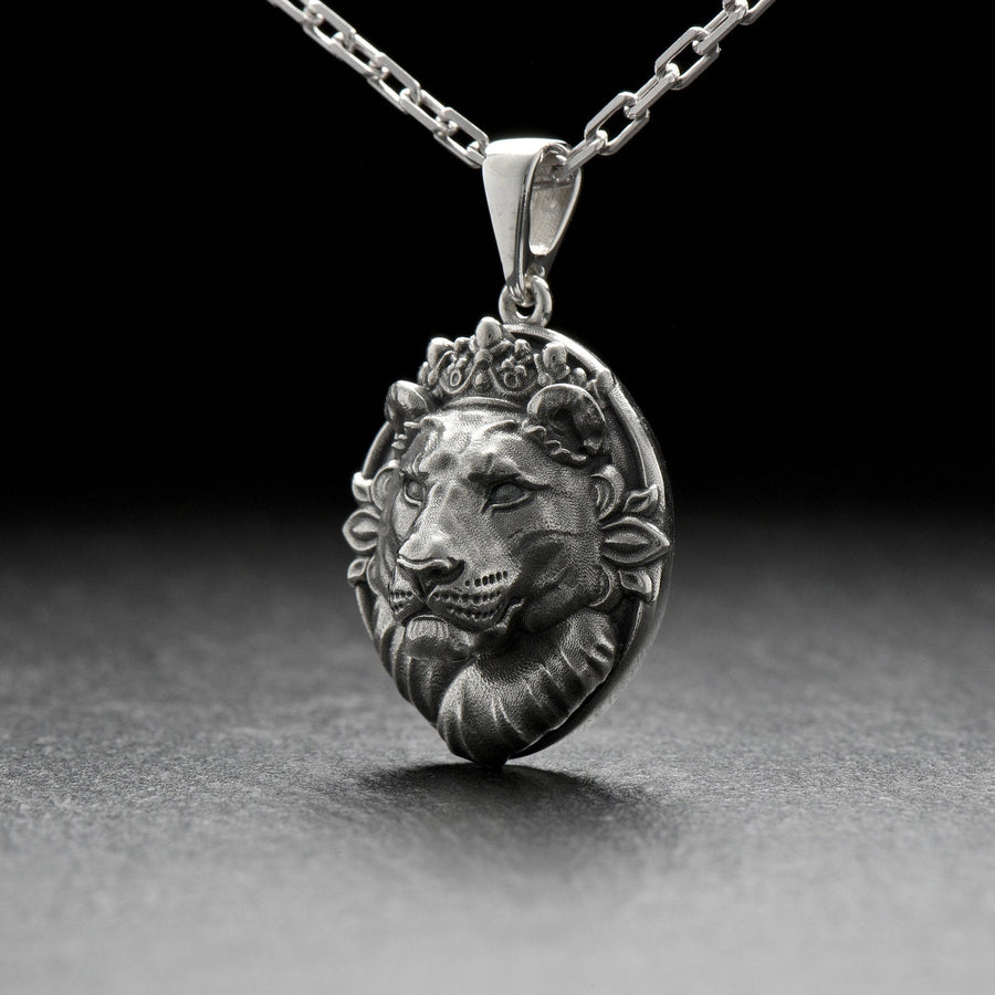 Sterling Silver Lioness Head Pendant: Handmade Wild Cat Necklace