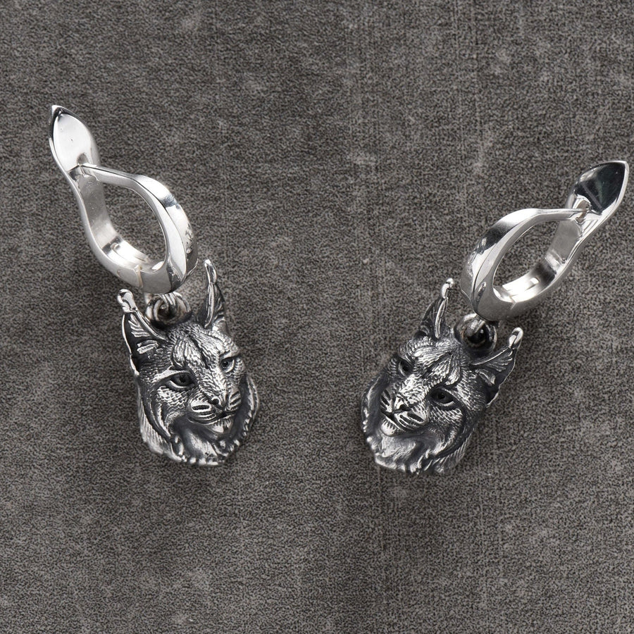 Sterling Silver Lynx Earrings: Handmade Animal Jewelry (etsy image id: 4742948143)