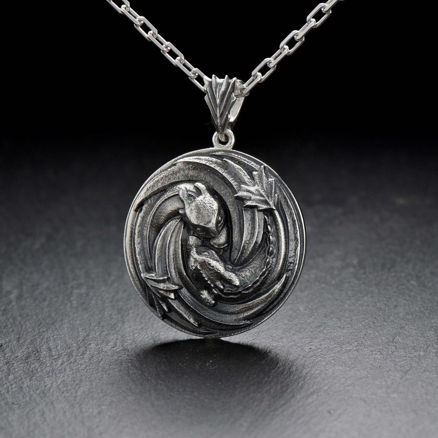 Oxidized Sterling Silver Dragon Pendant - Handmade Necklace (etsy image id: 4749360810)