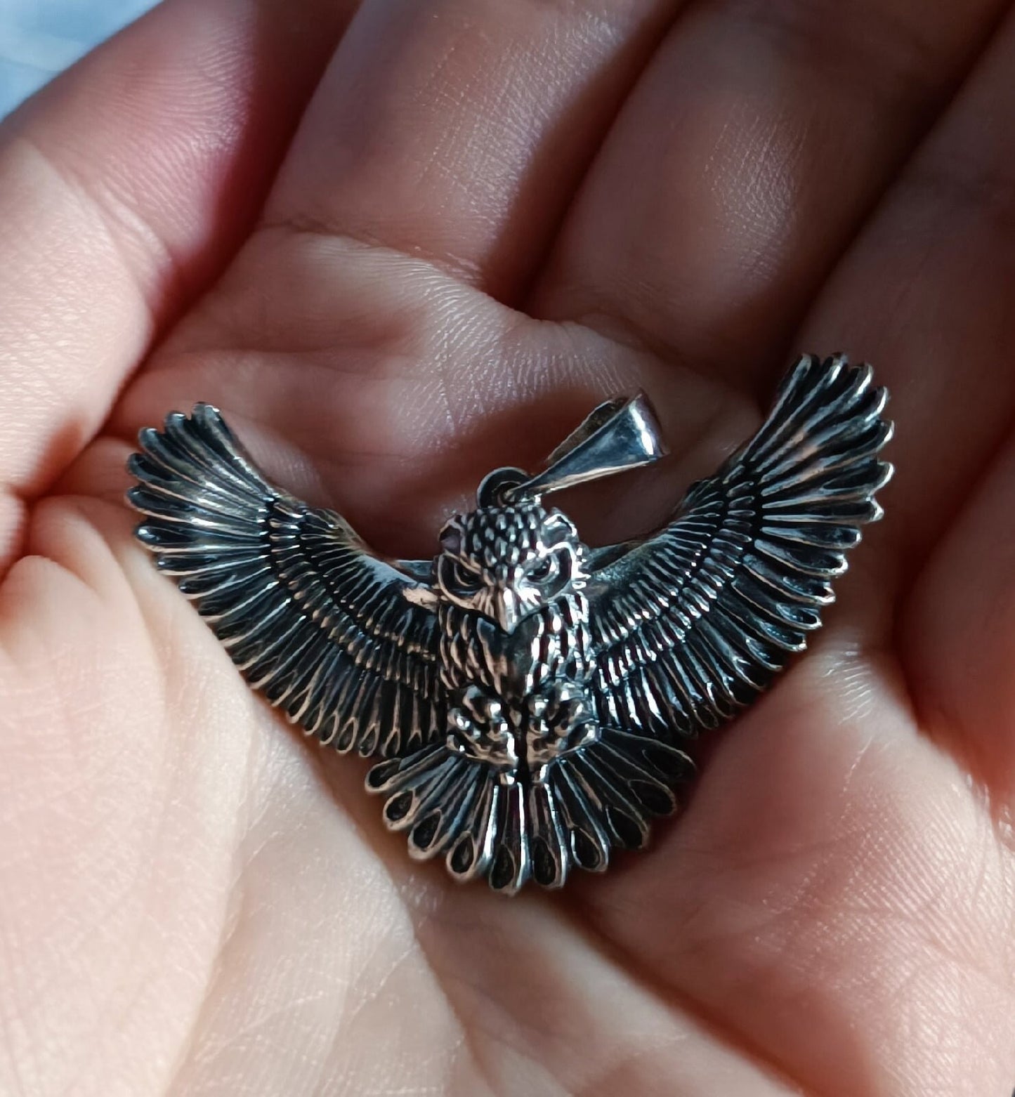 Sterling Silver Owl Pendant Necklace: Winged Spirit Animal, Gothic Jewelry (etsy image id: 4818553429)