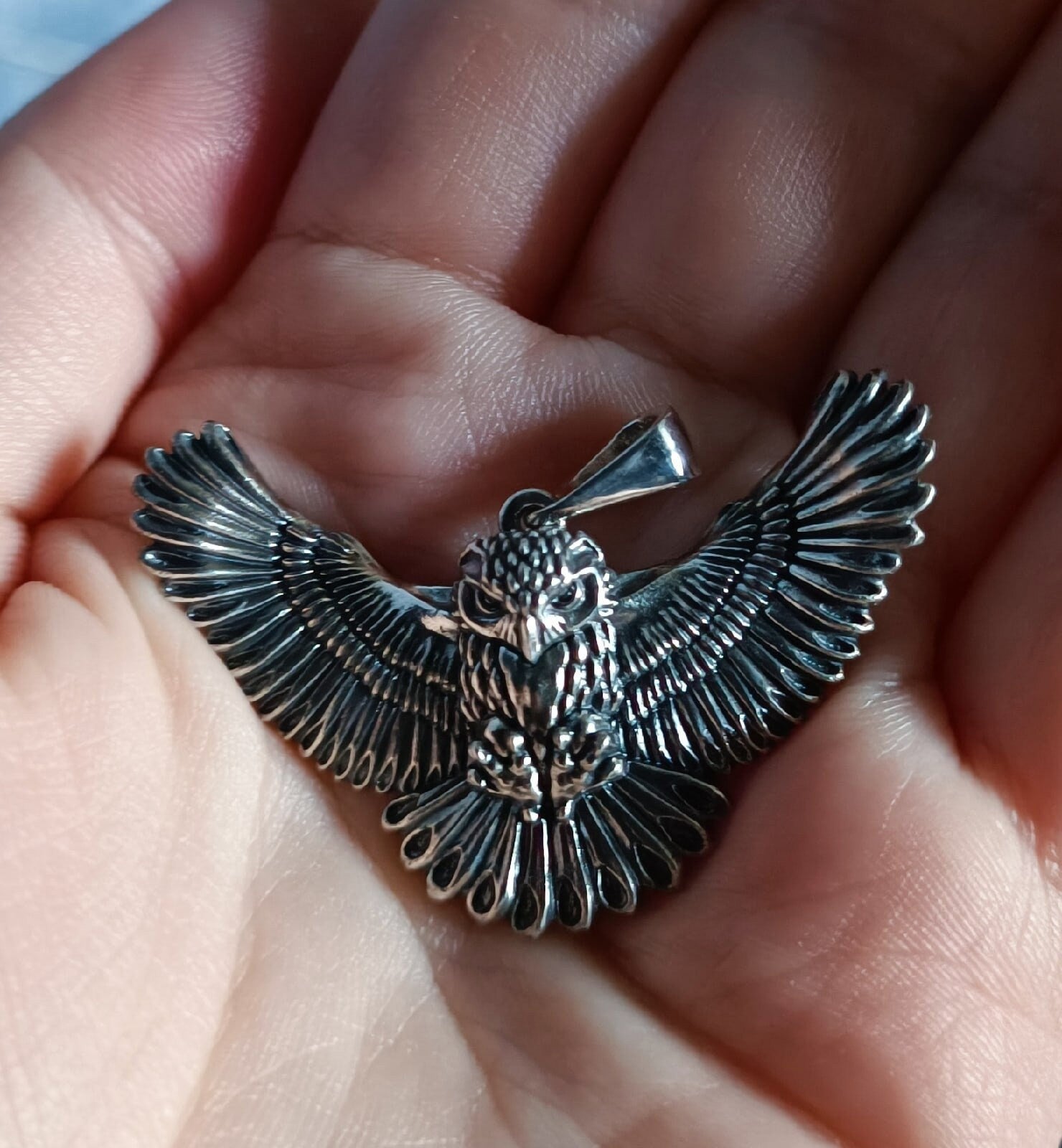Sterling Silver Owl Pendant Necklace: Winged Spirit Animal, Gothic Jewelry (etsy image id: 4818553429)