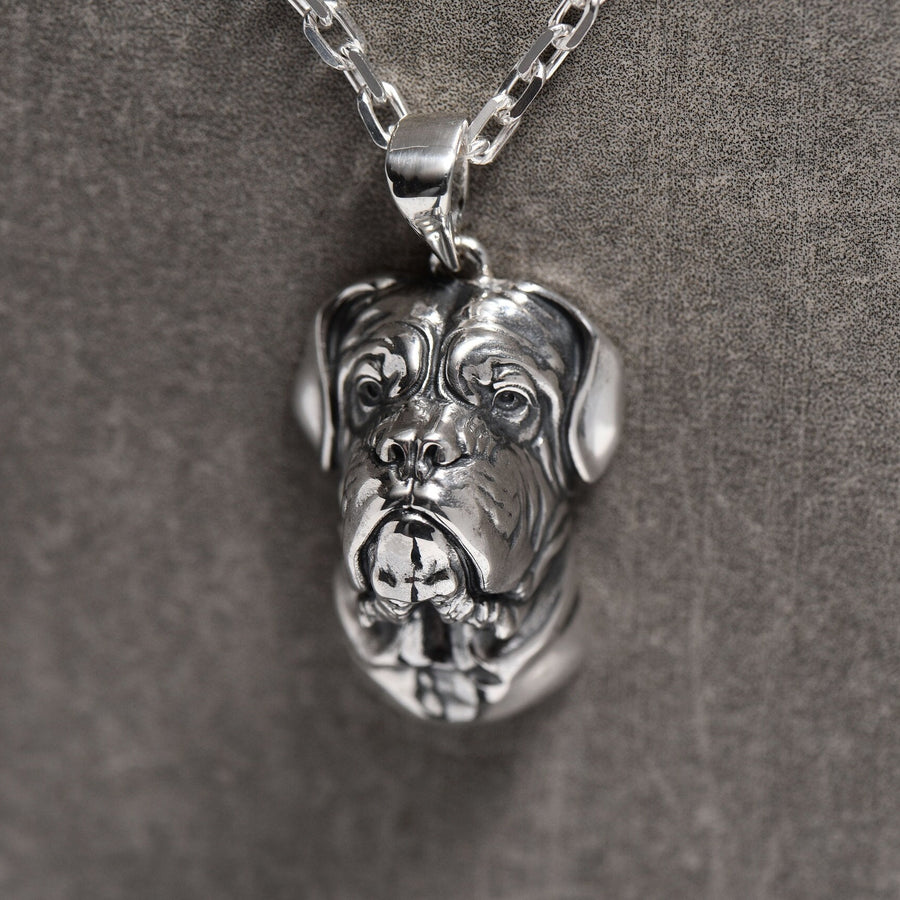 Bulldog Silver Pendant - Sterling Dog Necklace, Symbol of Strength, Loyalty, and Gentle Courage