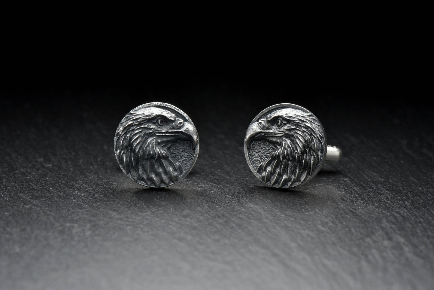 Made from high-quality sterling silver, these cufflinks are a perfect accessory for any formal occasion. The intricate details of the eagle design make these cufflinks truly unique and are sure to make a statement. (etsy image id: 4866686728)