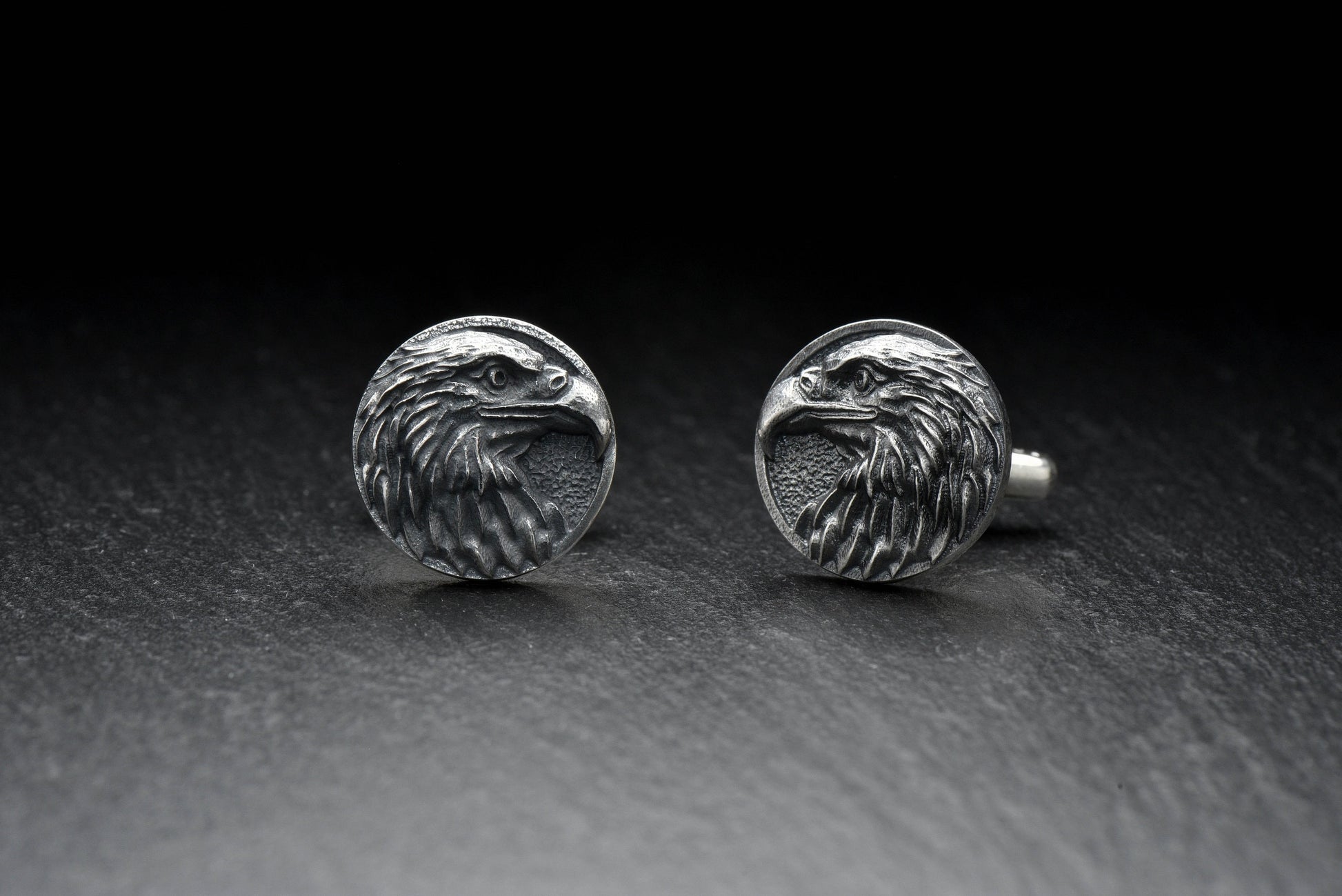Made from high-quality sterling silver, these cufflinks are a perfect accessory for any formal occasion. The intricate details of the eagle design make these cufflinks truly unique and are sure to make a statement. (etsy image id: 4866686728)