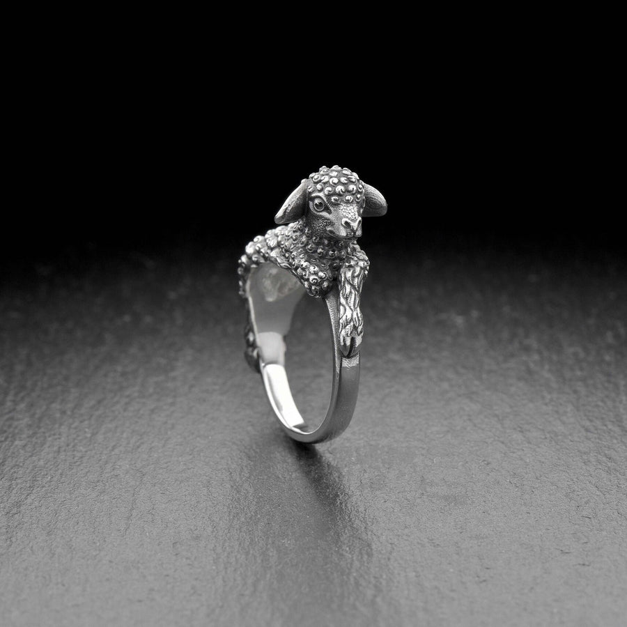 Sterling Silver Lamb Ring: Handmade Animal Jewelry Gift