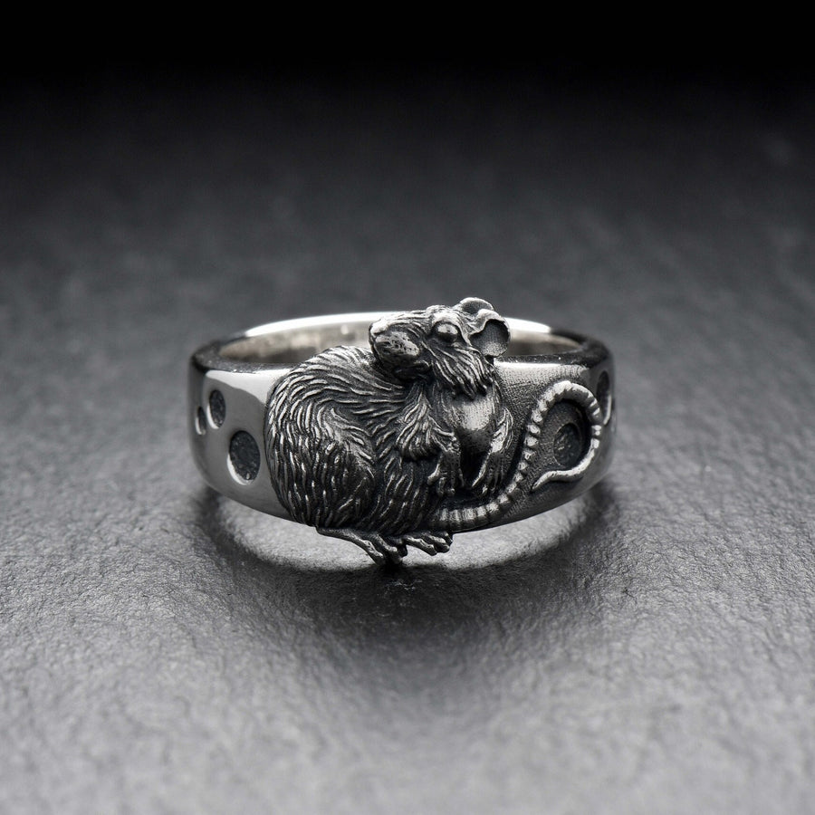 Sterling Silver Rat Ring, Handmade Animal Jewelry, Whimsical Statement (etsy image id: 4873629247)