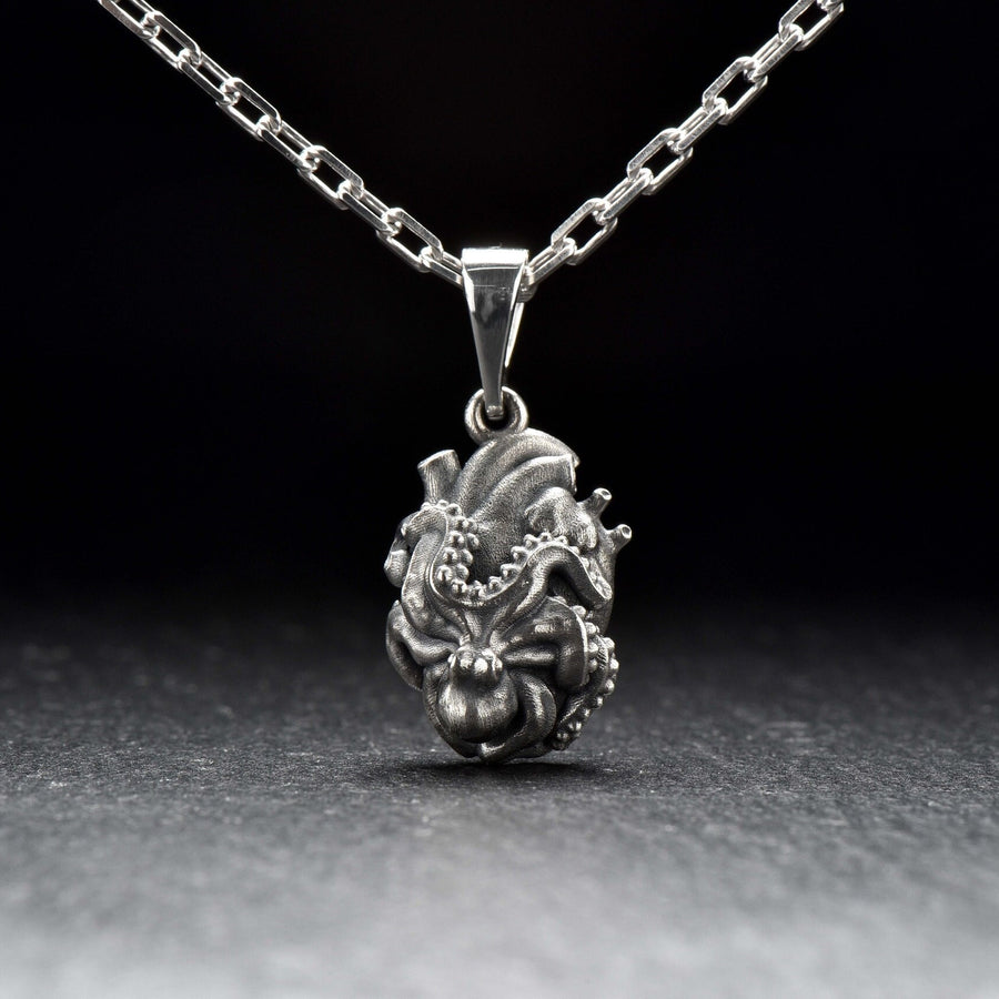 Sterling Silver Octopus Pendant, Intricate Tentacles, Oxidized Ocean Jewelry (etsy image id: 4903725973)