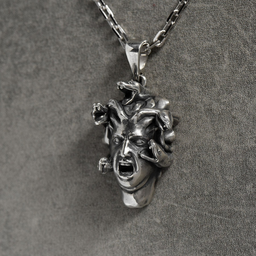 Sterling Silver Medusa Pendant: Greek Mythology Gorgon Necklace (etsy image id: 4927008376)