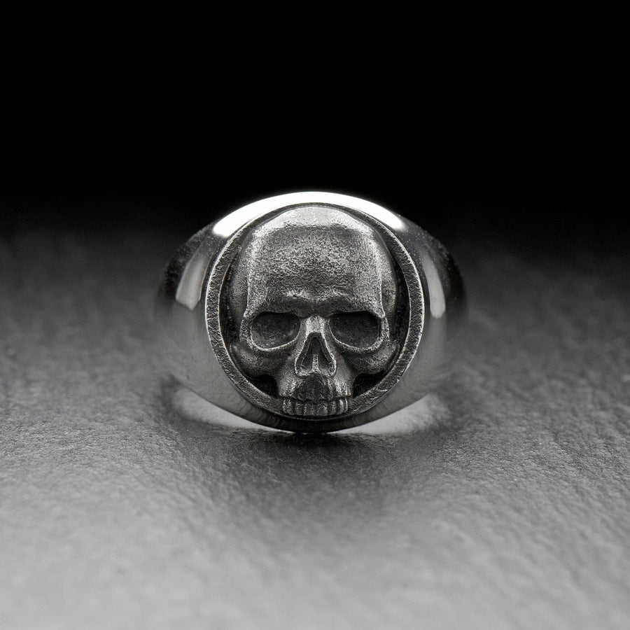 Handmade Sterling Silver Skull Ring: Oxidized Gothic Biker Jewelry (etsy image id: 4940848682)