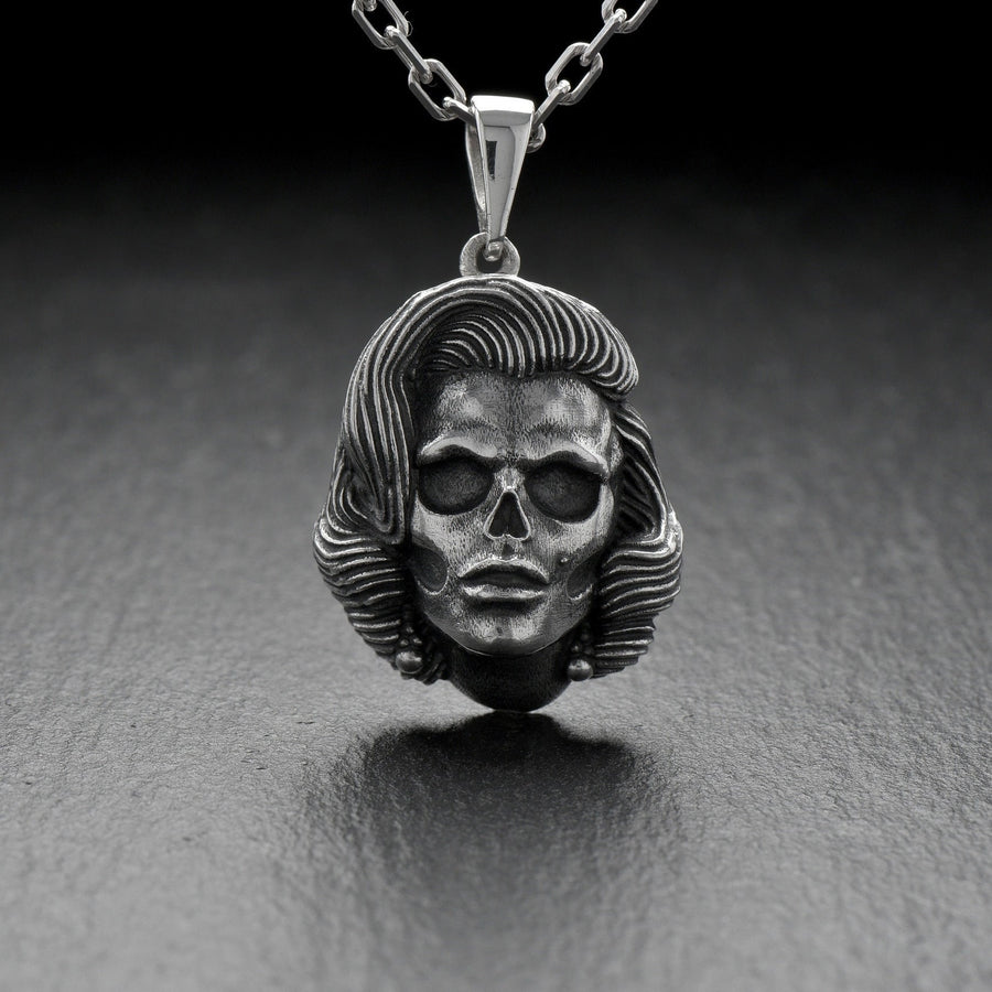 Sterling Silver Marilyn Monroe Skull Pendant: Handmade Halloween Jewelry (etsy image id: 4946370422)
