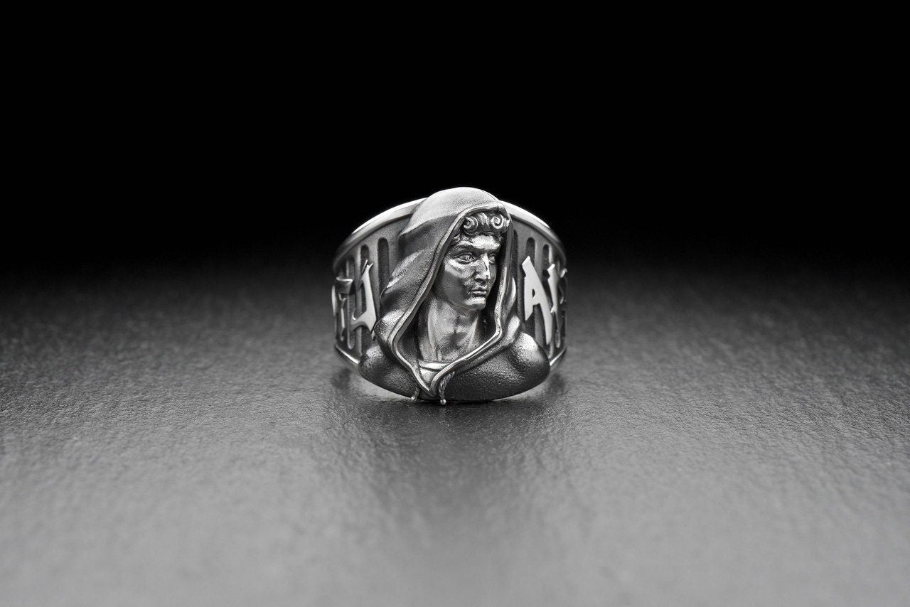 Sterling Silver David Ring: Michelangelo Sculpture, Handmade Jewelry (etsy image id: 4975388217)