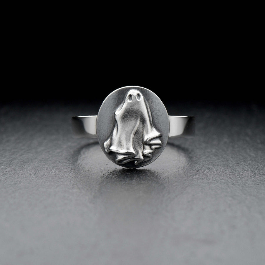Sterling Silver Ghost Ring: Halloween Signet, Mystical Jewelry (etsy image id: 4989068579)