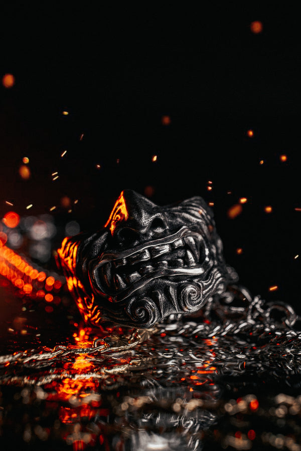 Sterling Silver Samurai Mask Ring: Japanese Warrior Jewelry