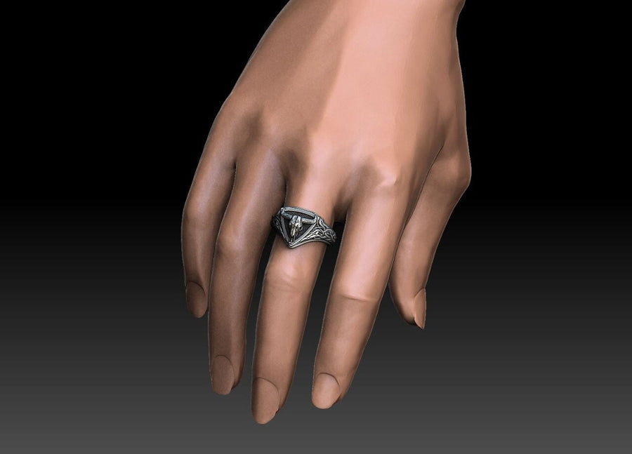 Sterling silver	silver ring	silver jewelry	Sterling silver ring	Ring Ram Skull	Ram Skull	gift for her	gift for him	Skull	Ring Ox Skull	Ox Skull	jewelry Ox Skull	bull skull ring (etsy image id: 4674222767)