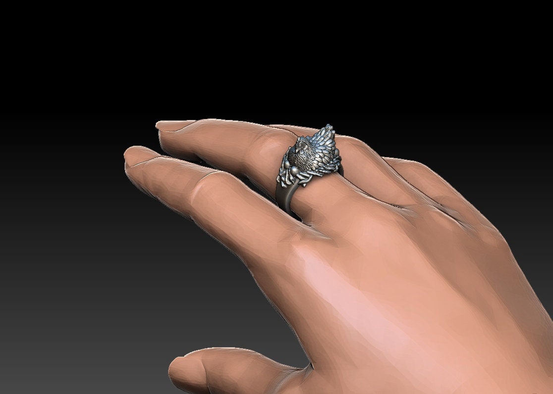 Sterling Silver Chicken Ring: Hen on Nest Farm Animal Jewelry (etsy image id: 5065322990)