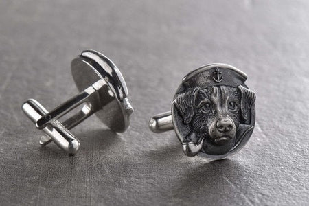 Sterling Silver Sailor Puppy Cufflinks, Dog Cufflinks, Silver Dog Jewelry, Gift for a Sailor, Gift for a Man, Puppy Cufflinks, Silver Gift (etsy image id: 5173743790)